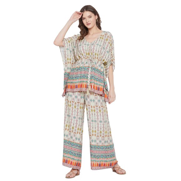 Geometric Printed Light Green Rayon Co-Ord Set for Women by Gypsie Blu - Picture 3 of 6